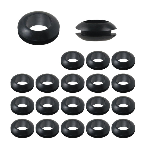 Antrader Rubber Grommet Kit, Outlet Loop Guard Ring for Wire, Cable and Plug, 10mm Inner Dia Black, 20Pcs