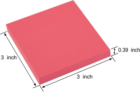 ZCZN 400 Sheets Pop-up Sticky Notes, 3 x 3 Inches, 4 Pads, 100 Sheets/Pad, Bright Color, Red