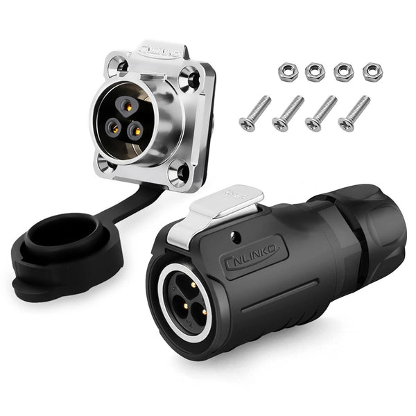 3 Pin Connector, Waterproof Electrical Connectors, Aviation Cable Connector for Industrial & Power