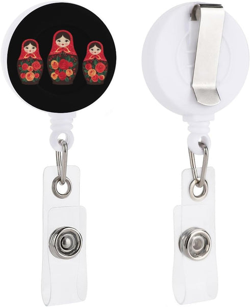 Generic Russian Nesting Dolls Funny Retractable ID Badge Holder Reel with Belt Clip