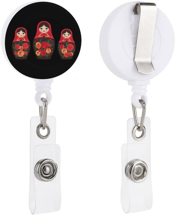 Generic Russian Nesting Dolls Funny Retractable ID Badge Holder Reel with Belt Clip