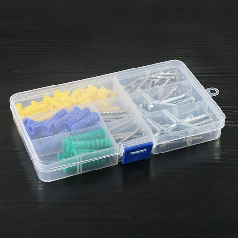 Hilitchi 122 Piece Plastic Self Drilling Drywall Hollow-Wall Anchor Molly Bolt Toggle Bolt with Screws Kit