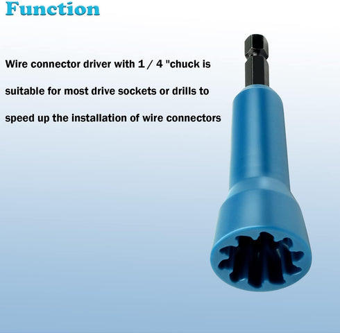Wire Twisting Spinner, Spin-Twist Wire Connector Socket Tool with 1/4" Chuck (Blue)