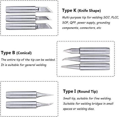 Mesee 17Pcs Soldering Iron Tips Kit, 900M Lead-Free Replacement Accessories for Various Solder Stations