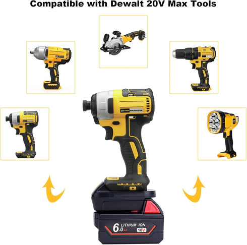 ML18DL Battery Adapter for Dewalt 20V Cordless Tools, Compatible with Milwaukee 18V M18 Battery, Adapter Only
