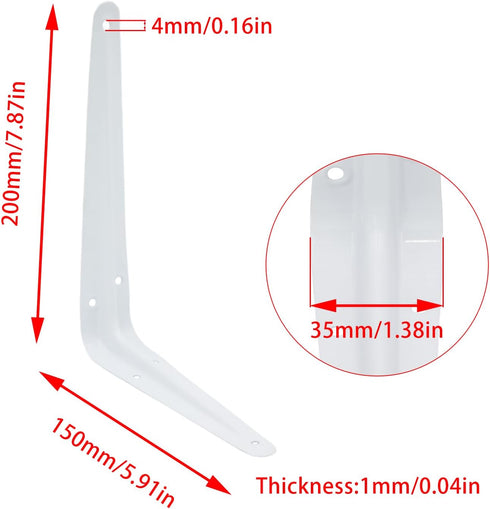 Mormchlots 24Pcs 8 6 Inch x White Shelf Brackets, Heavy-Duty Metal Steel Corner L Brackets for Shelves Shelf