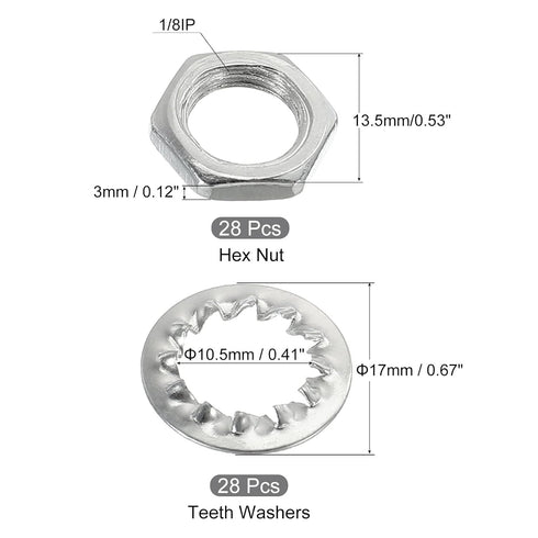 MECCANIXITY 1/8IP Pack 84 Lamp Pipe Kit with Lock Nuts Teeth Washers Thread Fasteners Assortment for Chandelier Ceiling