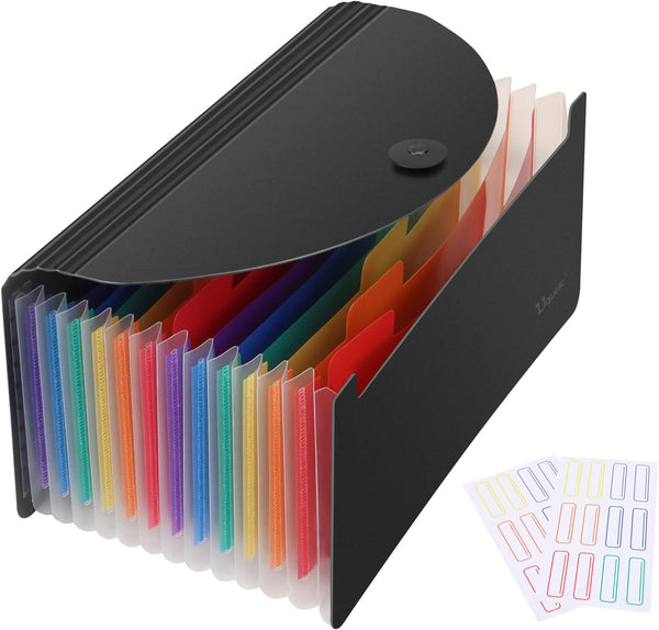 Uquelic Stand Receipt Organizer Folder - 13 Pockets Expanding Coupons Storage/Rainbow Large Capacity Bill Organizer for