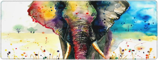 Large Watercolor Cool Elephant Mouse Pad, Non-Slip Gaming Mousepad with Rubber Base, 31.5 x 11.8 inch Desk Mat