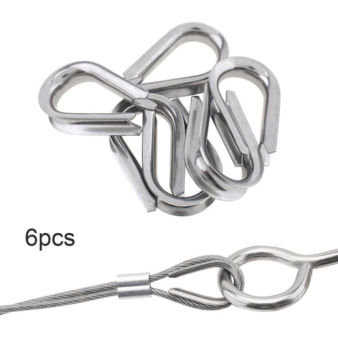 6Pcs M5 Stainless Steel Thimbles, 1/4" Wire Rope Thimbles for Diameter Cable Rigging