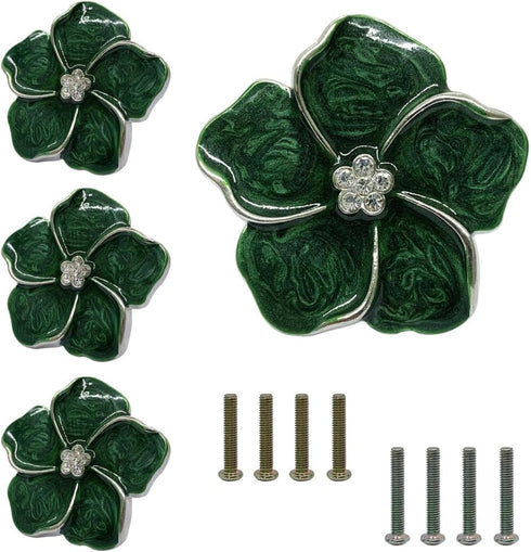 4 Pcs Flower Knobs Flower Handles Zinc Alloy Drawer Pull Handles Flower
