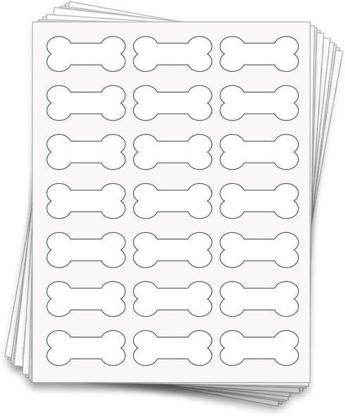 Printable Dog Bone Labels, 2.4" x 1.1", Uncoated White, 105 Labels