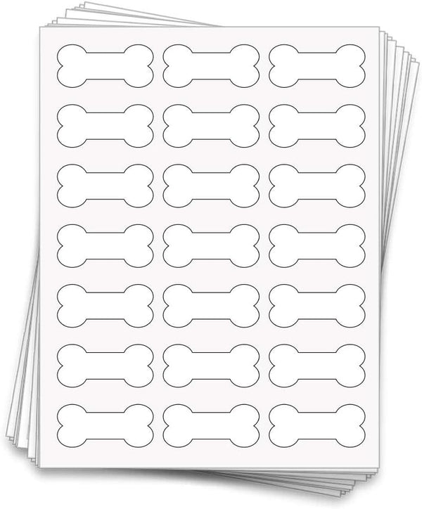 Printable Dog Bone Labels, 2.4" x 1.1", Uncoated White, 105 Labels