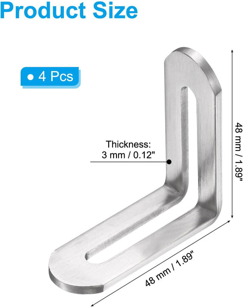 4 48mm 48mm (1.89"x1.9") 90 PATIKIL Pcs Metal L-Shape Brackets, x Degree l Bracket Corner Braces Cold Rolled Steel