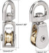 uxcell 1/5" Lifting Crane Swivel Hook, Single Pulley Block Hanging Wire Towing Wheel, Zinc Alloy, 2pcs