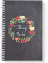Hardcover Floral Wreath Things to Do Spiral Notebook/Journal, 5.5" x 8.5", 120 Checklist Pages, Soft Touch Matte Cover