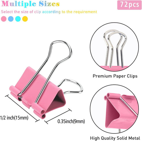 Mini Binder Clips, 120 Pack, 5/8 Inch, Standard 15mm, Color, Office Supplies with Mini Storage Boxes