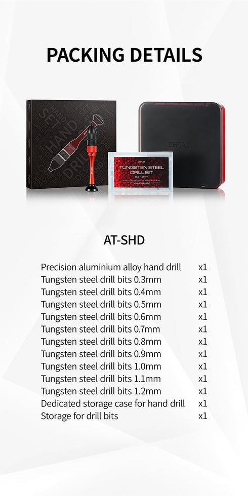 Precision Aluminum Alloy Hand Drill Set, Tungsten Steel Drill Bits (0.3mm-1.2mm) 10pcs for Hobby and Crafts