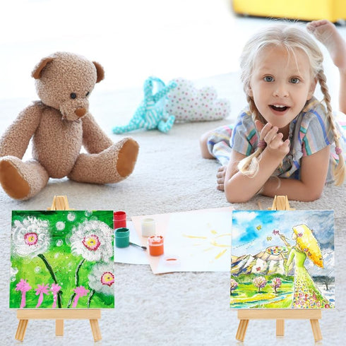 Mini Canvases with Easel Sets for Painting, Small Art Stretched Canvases, 32 Pack, 5 x 5 Inch
