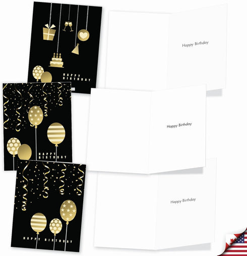 The Best Card Company 10 Birthday Note Cards Boxed for Men and Women (4 x 5.12 Inch) - Celebration Candles and Cake,