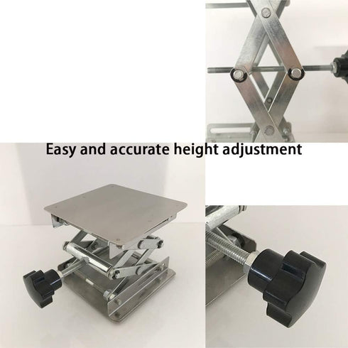 4" x 4" Stainless Steel Lab Jack Scissor Stand, Expandable Lift Height 50mm-145mm, 10kg Support