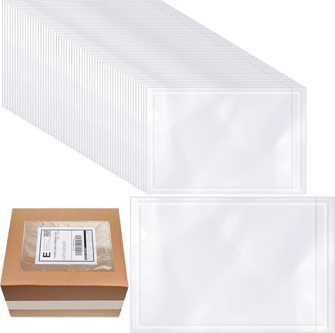 Cholemy 200 Pcs Clear Packing List Envelopes - Shipping Pouches with Adhesive Pockets