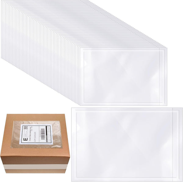 Cholemy 200 Pcs Clear Packing List Envelopes - Shipping Pouches with Adhesive Pockets