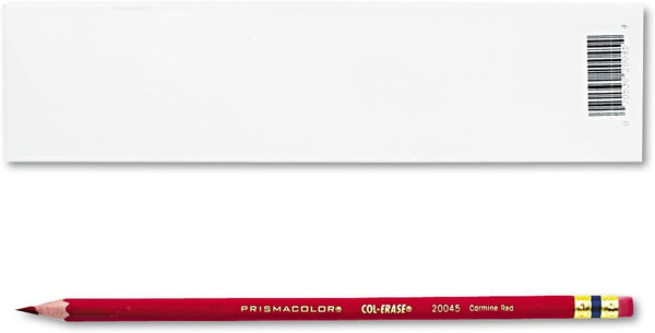 Prismacolor 20045 Col-Erase Pencil with Eraser, Carmine Red Lead/Barrel, Dozen
