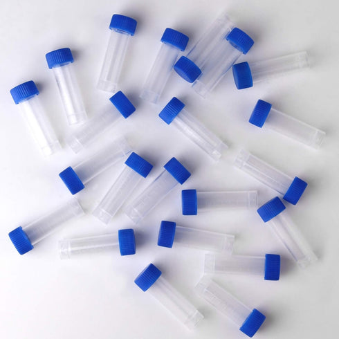 5ml Plastic Test Tubes with Screw Caps - Small Vial Storage Container for Lab, 50pcs