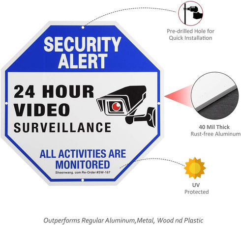 sheenwang 2-Pack 40 10 10 Security Camera Sign, Video Surveillance Signs Outdoor, UV Printed Mil Rust Free Aluminum X