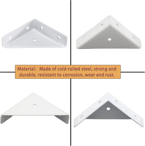 Joyangy 4pcs 66mm 66mm White Bed Corner Braces Right Angle Bracket, x Metal Corner Brace Brackets, Corner Shelf Support
