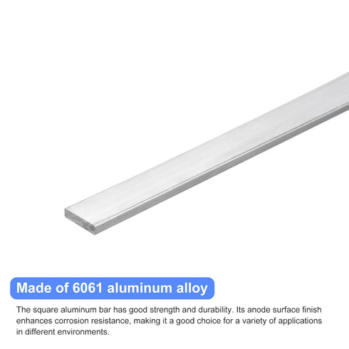 uxcell 2Pcs Square Aluminum Flat Bar, 1/4" Thick 0.8" Width 12" Length, T6511 Solid New Mill Stock for Industrial