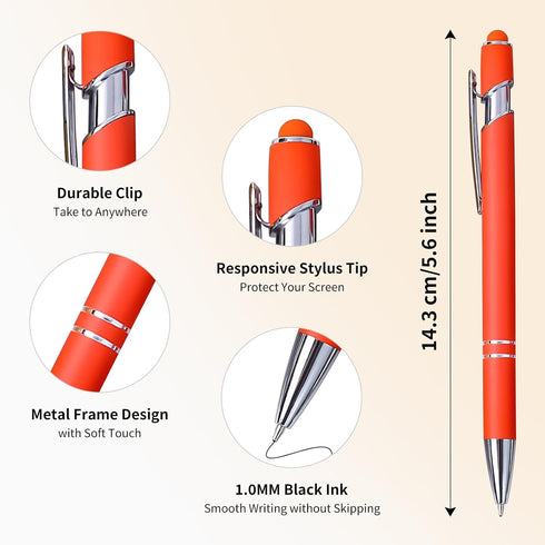 HALOMNNI 9 Pack 2-in-1 1.0 mm Ballpoint Pens Retractable Ballpoint Pen with Stylus Tip, Metal Stylus Pens for Touch