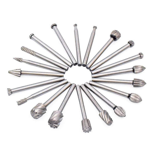 20pcs HSS Router Bits Burr, 1/8 Inch(3mm) Shank Rotary Tools Replacement Wood Milling Burrs for Woodworking