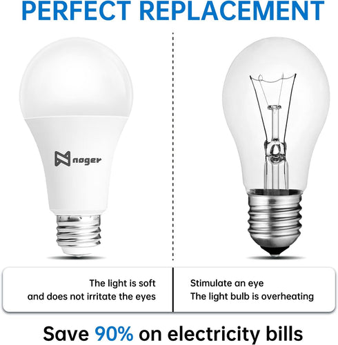 Noger 3-Way Led Light Bulbs A21 4 Pack, 50 100 150W Equivalent, 5000K Daylight, E26 Light Bulbs