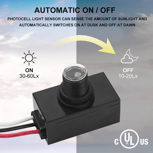 4 Pack Outdoor Photo Control Sensor, Dusk to Dawn Auto On/Off Hard-Wired Lamp Post Photoelectric Switch Sensor