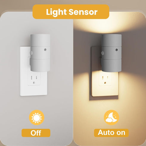 Dimmable 0-100LM 3 2 Pack VOLISUN Night Lights Plug into Wall, LED Nightlight with Dusk to Dawn Light Sensor