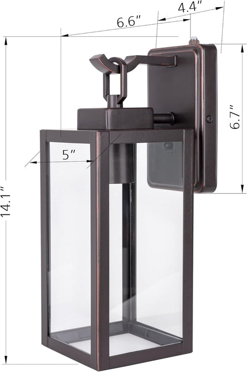 E26 60W, 2-Pack LIT-PaTH Dusk to Dawn Outdoor Wall Lantern, Wall Sconce as Porch Lighting Fixture, Medium Base Max