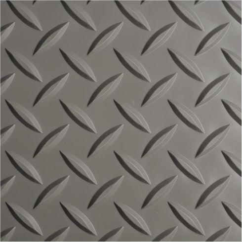 WorkForce Heavy Duty Vinyl Diamond Plate Matting, Commercial Grade Floor Mat for Garages, 1/8" x 24" x 4', Gray
