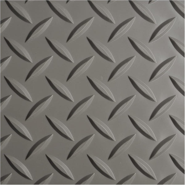 WorkForce Heavy Duty Vinyl Diamond Plate Matting, Commercial Grade Floor Mat for Garages, 1/8" x 24" x 4', Gray