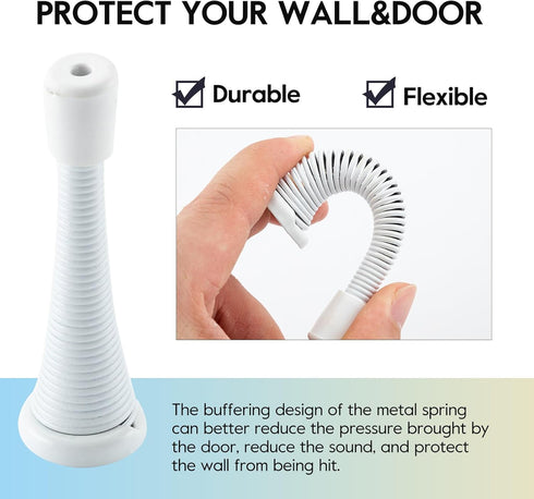 HOME MASTER HARDWARE 12 Pack Door Stoppers, White Rubber Door Draft Stopper for Bottom of Door, Heavy Duty Flexible