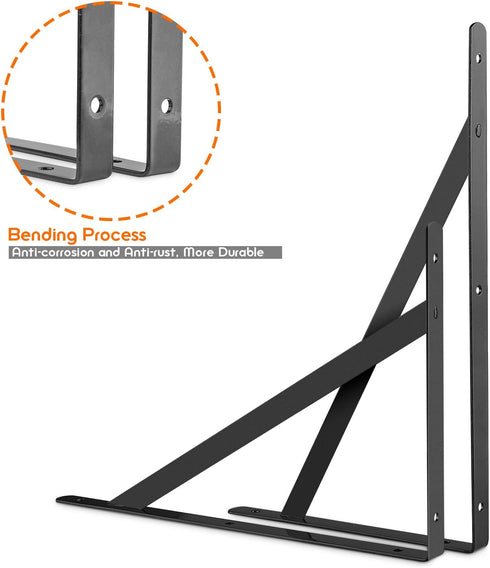 STARVAST 4 Pack 9.8 6.3 inch, 90 (250x160mm) Heavy Duty Shelf Brackets x Floating Shelves Black Triangle Shelf