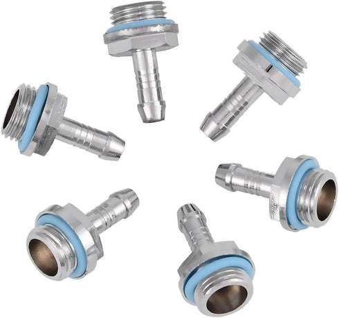 6Pcs G1/4" Barb Fitting Adapter, OD 6mm for PC Water Cooling Tube System
