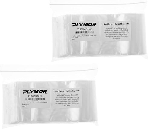 Plymor 4" x 7" Zipper Reclosable Plastic Bags (Pack of 200)