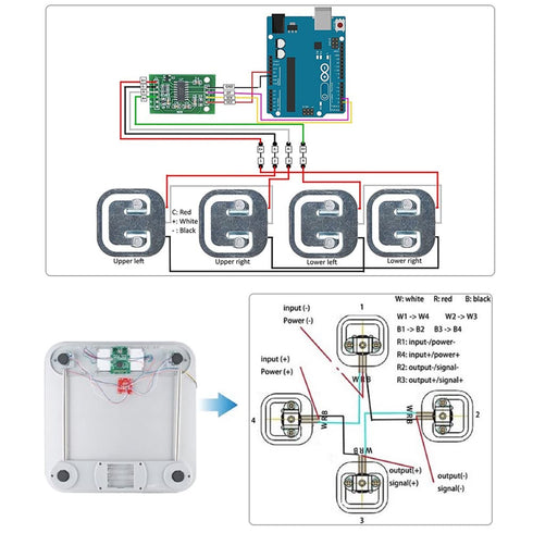 4pcs 50kg Load Cell Half Bridge Strain Gauge Weight Sensor + 1pcs HX711 Amplifier AD Module