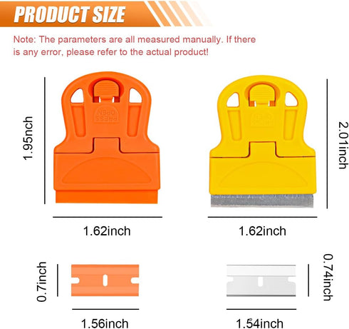 ZIMISI 2PCS Set, 10 10 (2PCS) Razor Blade Scraper Tool Mini Car Paint Remover with Plastic Blades & Metal Blades
