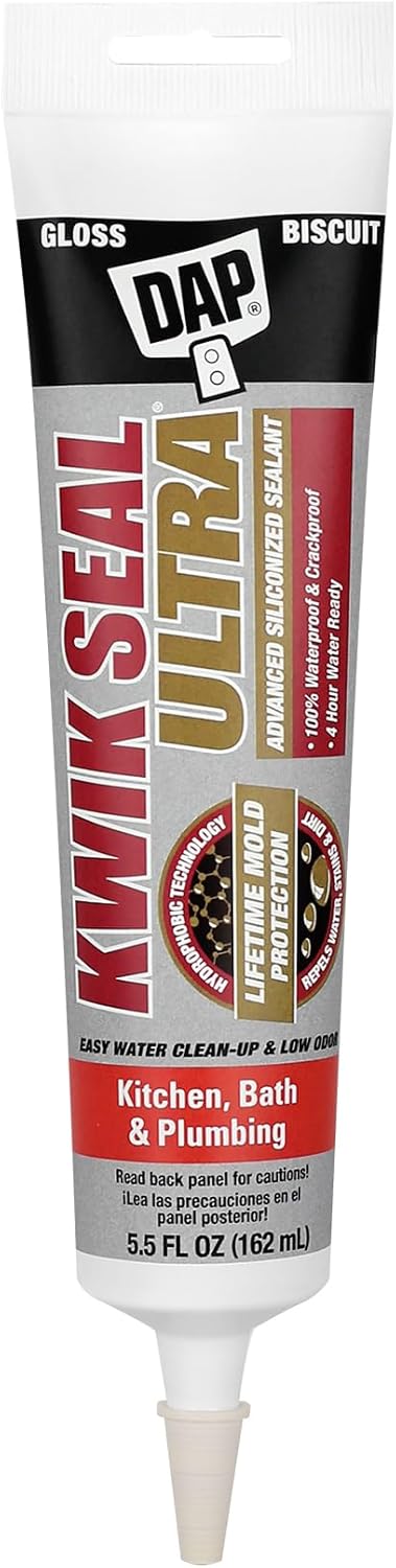 Kwik Seal Ultra Advanced Kitchen and Bath Siliconized Sealant, Biscuit, 5.5 Oz