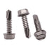 #10 x 1/2" (50 Pack) Hex Washer Head Self Drilling Screws - 410 Stainless Steel Self Tapping Sheet Metal Screws