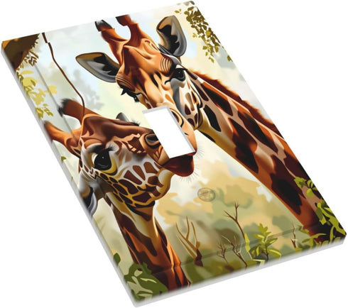 HTSAHKV 3 5 Inch Jungle Giraffe Wall Plate Light Switch Cover Single Gang Outlet Faceplate Print Plate Cover X