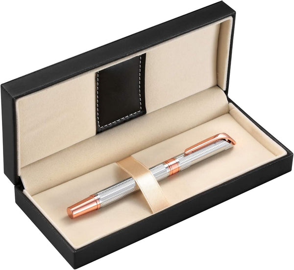 Rollerball Pen Gift Set, Gel Pen for Men, Women, Business, Party & Wedding Black Ink 0.7mm G5 (Gold-Silver)